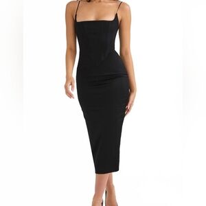 House of CB Anais Satin Corset Midi Dress